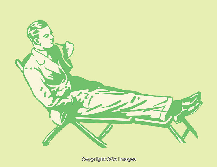 Retro Illustration of a Man Relaxing on a Lounge Chair