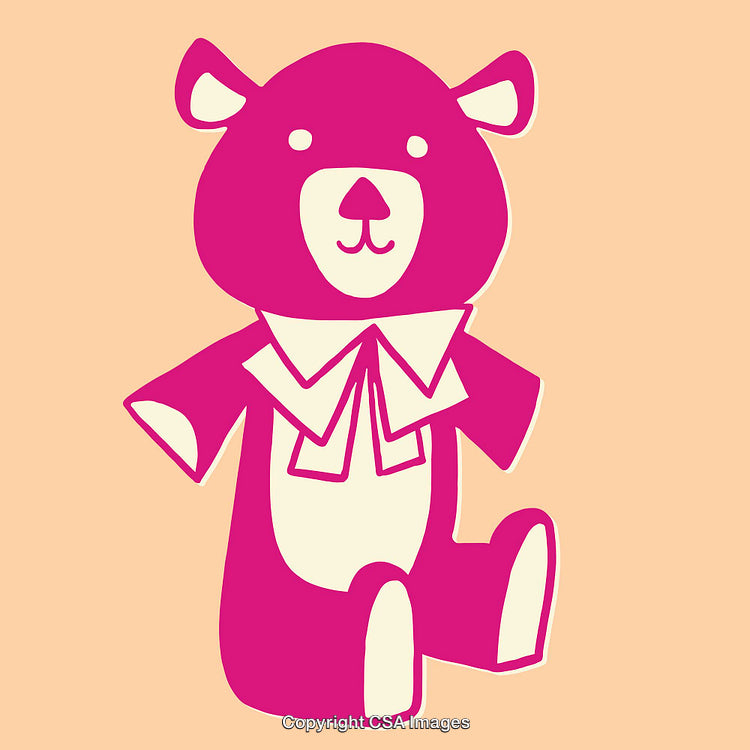 Cute Pink Teddy Bear Illustration with Soft Background Colors