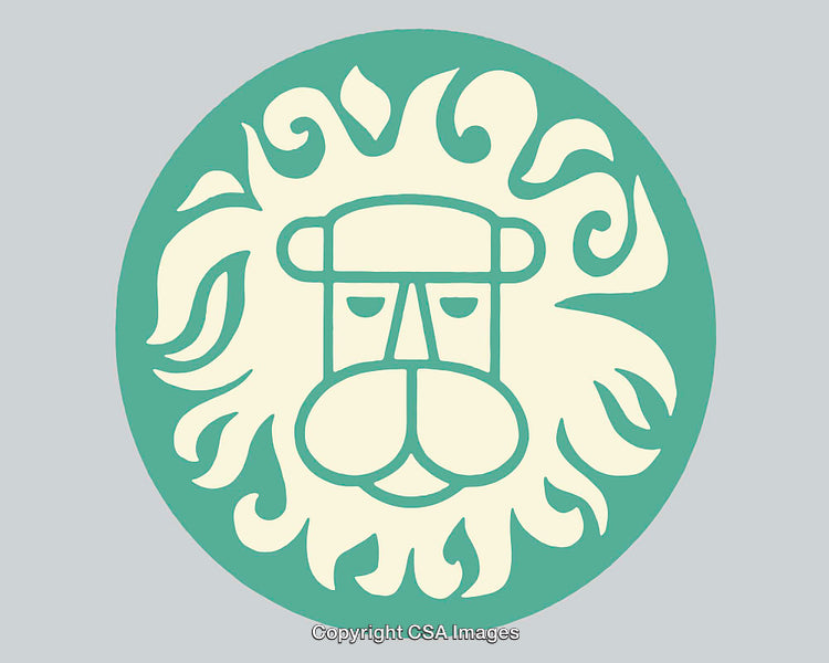 Stylized Lion Face in Abstract Circular Design with Bold Lines