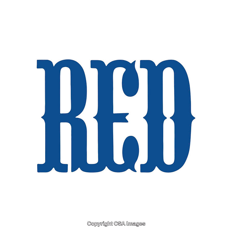 Typography Optical Illusion With Blue Word Red on White Background