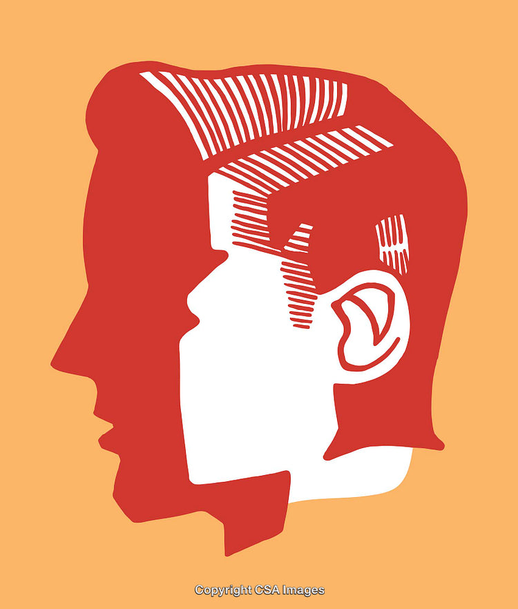 Colorful Line Art Illustration of a Male Silhouette with Styled Hair
