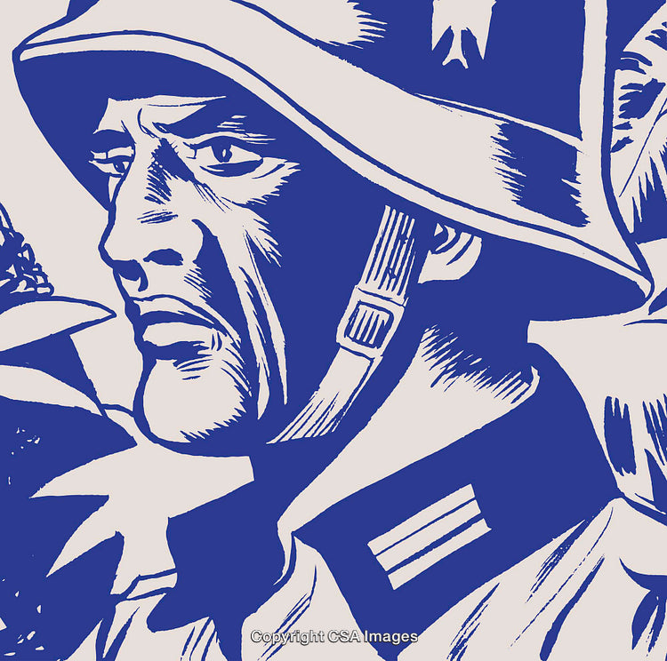 Illustration of a Determined Soldier in Vintage Artistic Style