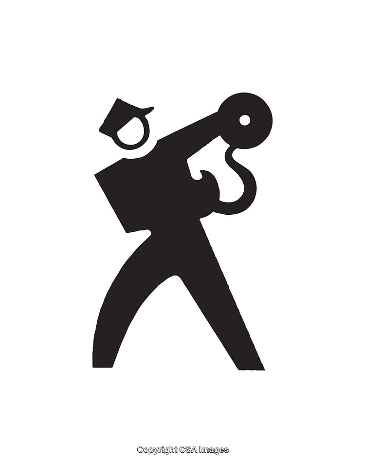 Silhouette Icon of a Trumpeter Playing a Musical Instrument in Motion