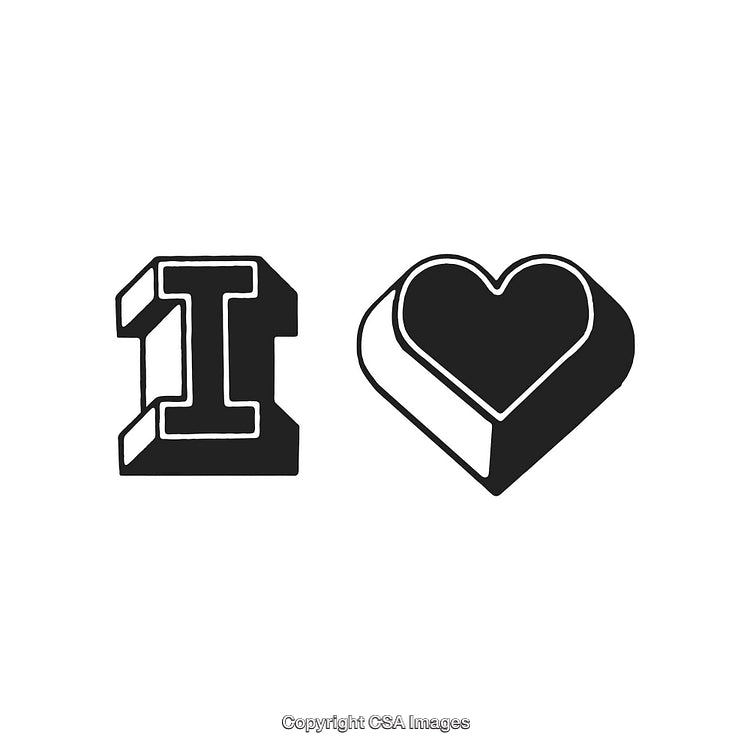 Minimalist Black and White I Love Emblem With Bold Letters and Heart Design