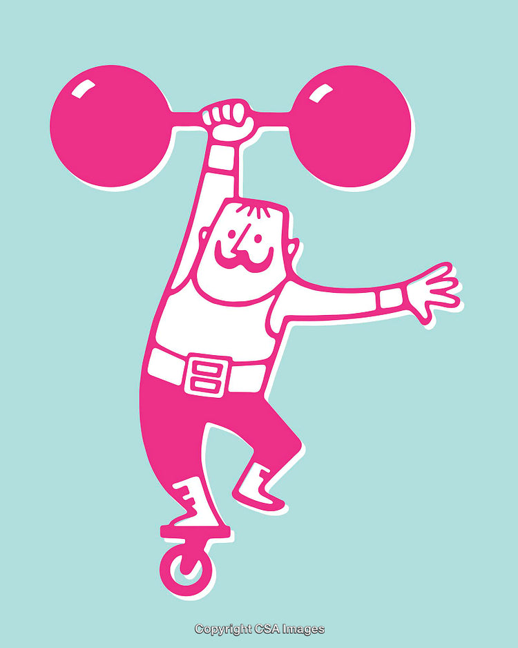 Colorful Cartoon Illustration of a Circus Performer Balancing on a Unicycle