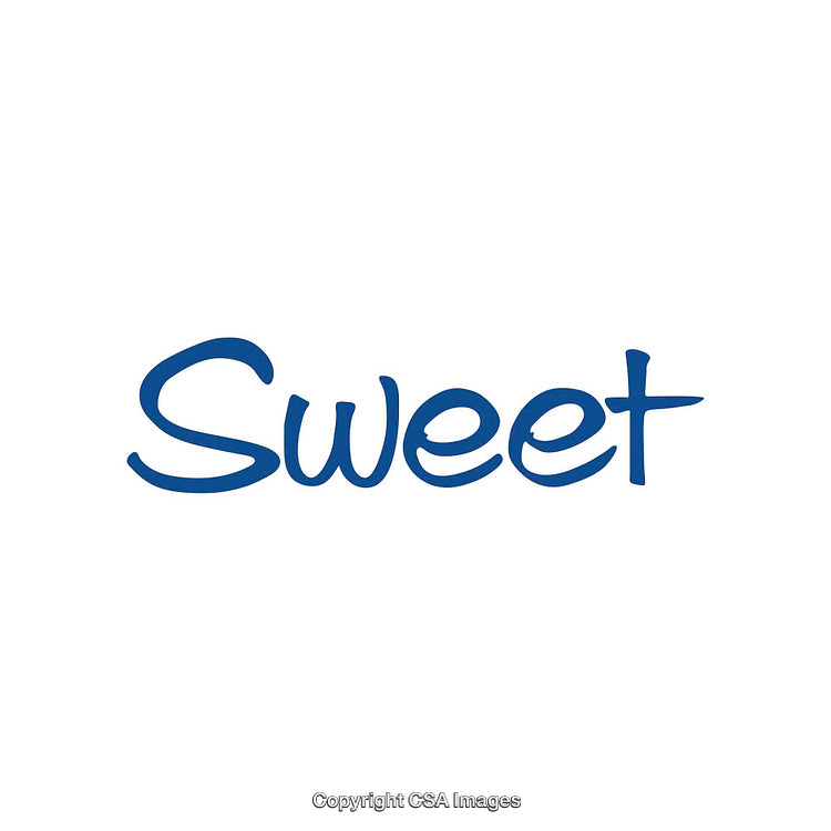 Typography Featuring 'Sweet' Text in Artistic Blue Font on White Background