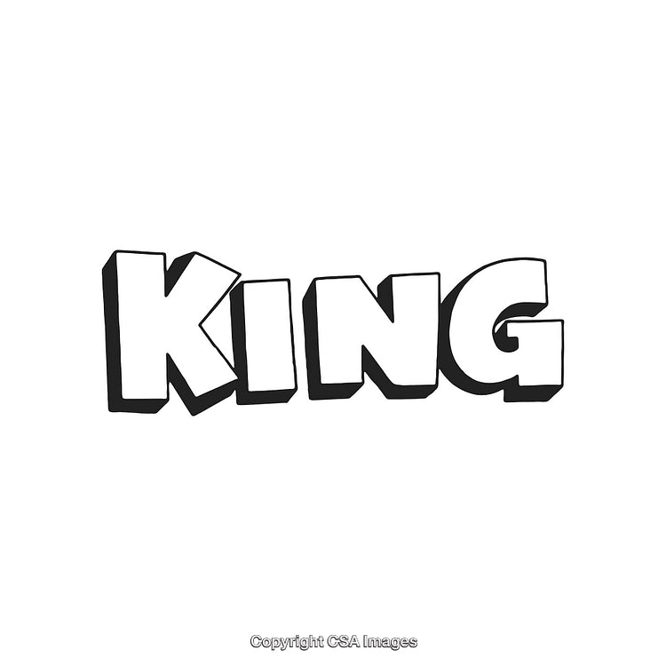 Bold 3D Lettering Featuring the Word 'King' on a White Background