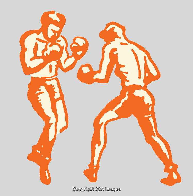 Color Illustration of Two Boxers in a Fighting Pose