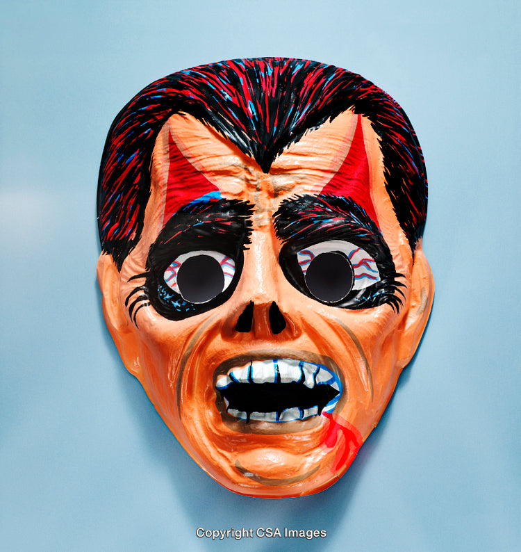 Colorful Detailed Mask Against a Plain Light Blue Background