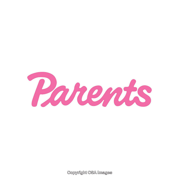Pink Cursive Word 'Parents' on a White Background
