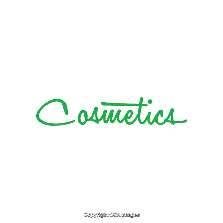 Green Handwritten Cosmetics Logo on a Clean White Background