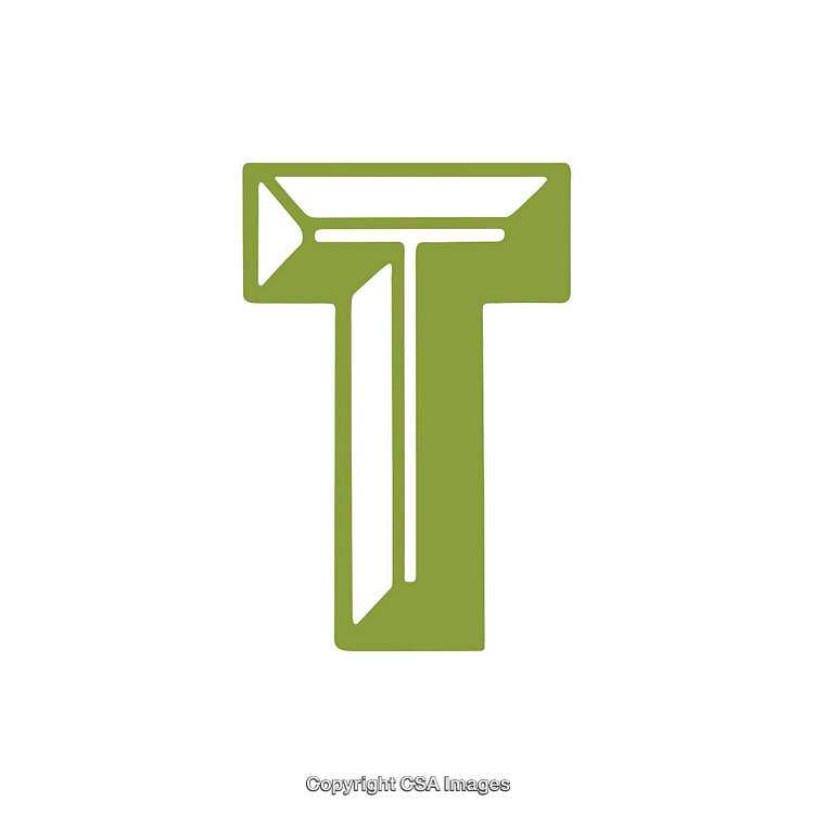 Green Stylized Letter T with Minimalistic Design on White Background