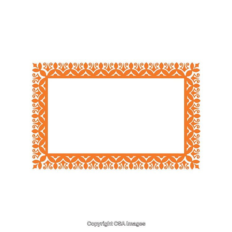 Rectangular Orange Ornamental Border on White Background