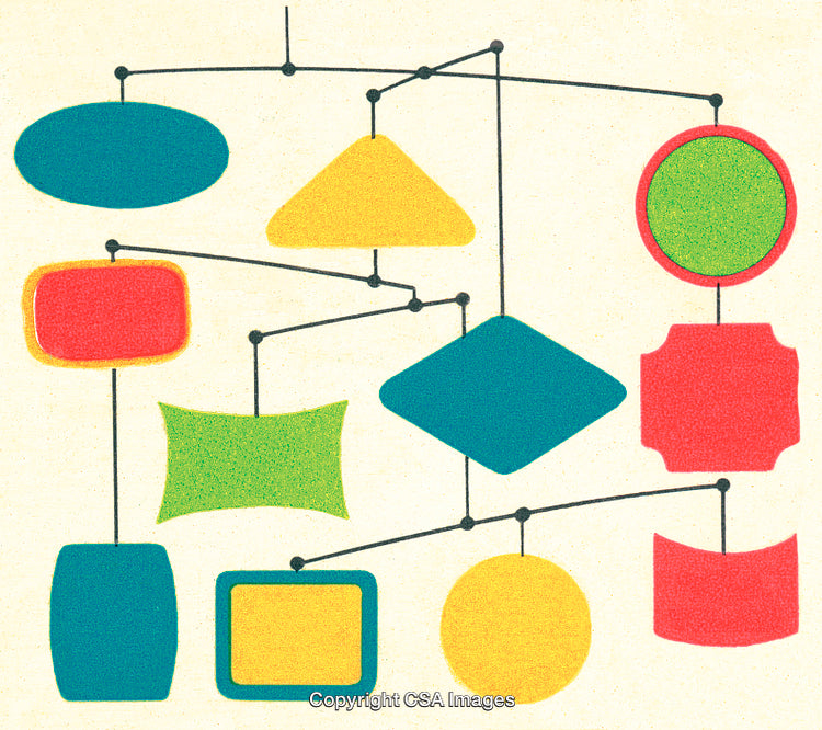 Colorful Geometric Shapes Arranged in Dynamic Abstract Composition