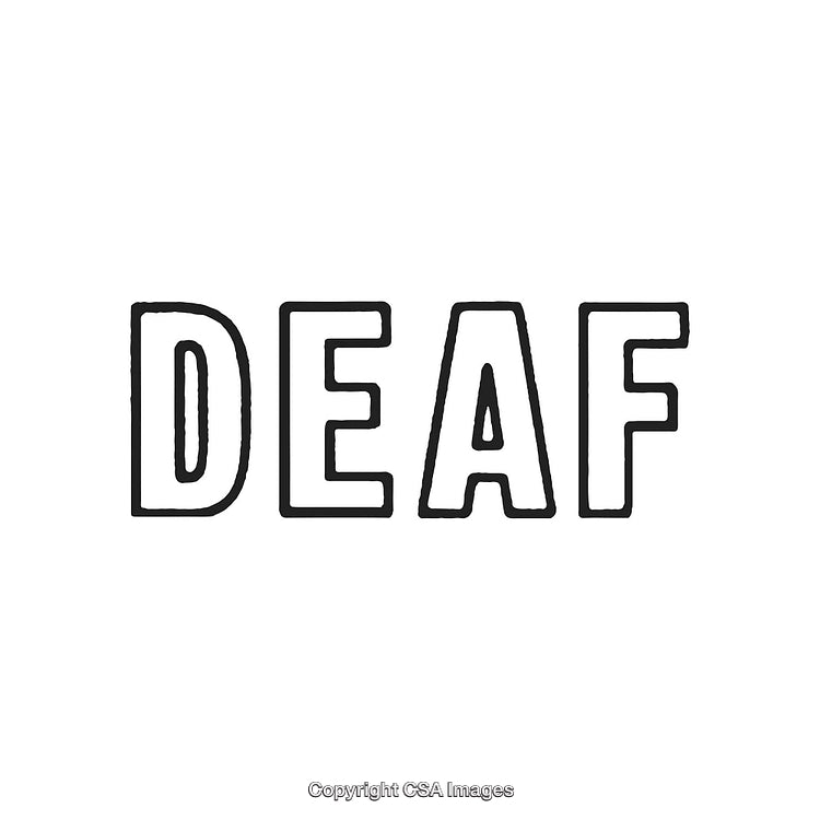 Bold Black Outline Text Reading 'Deaf' on White Background
