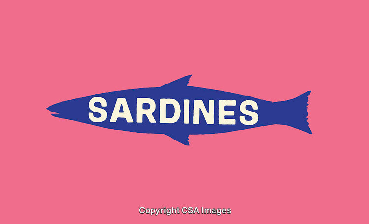 Bright Illustration of Sardine Silhouette Against a Vibrant Background