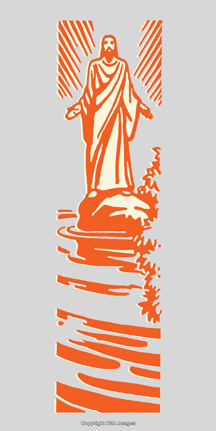 Jesus Christ Standing on Water Modern Line Art Illustration