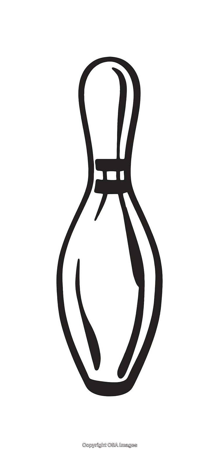 Simple Black and White Line Art of a Bowling Pin Illustration
