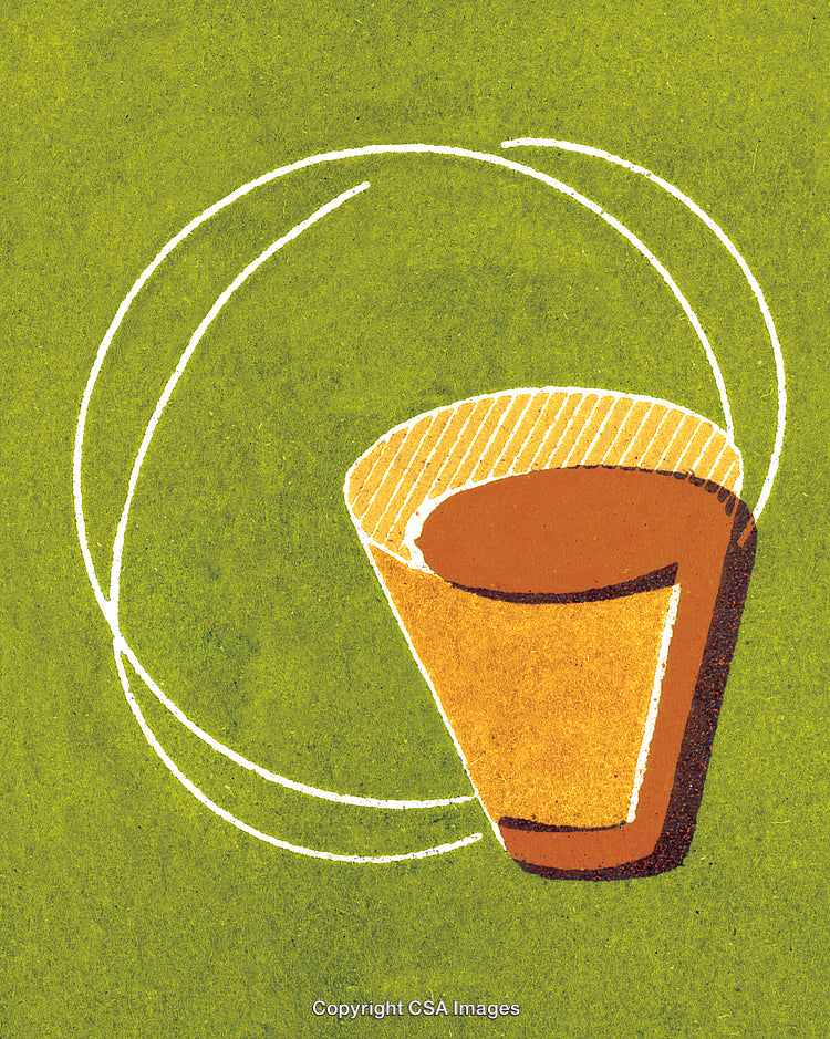Abstract Graphic of Coffee Cup Against a Vibrant Green Background
