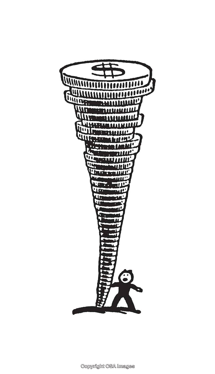 Dramatic Illustration of Financial Tornado With Human Interaction