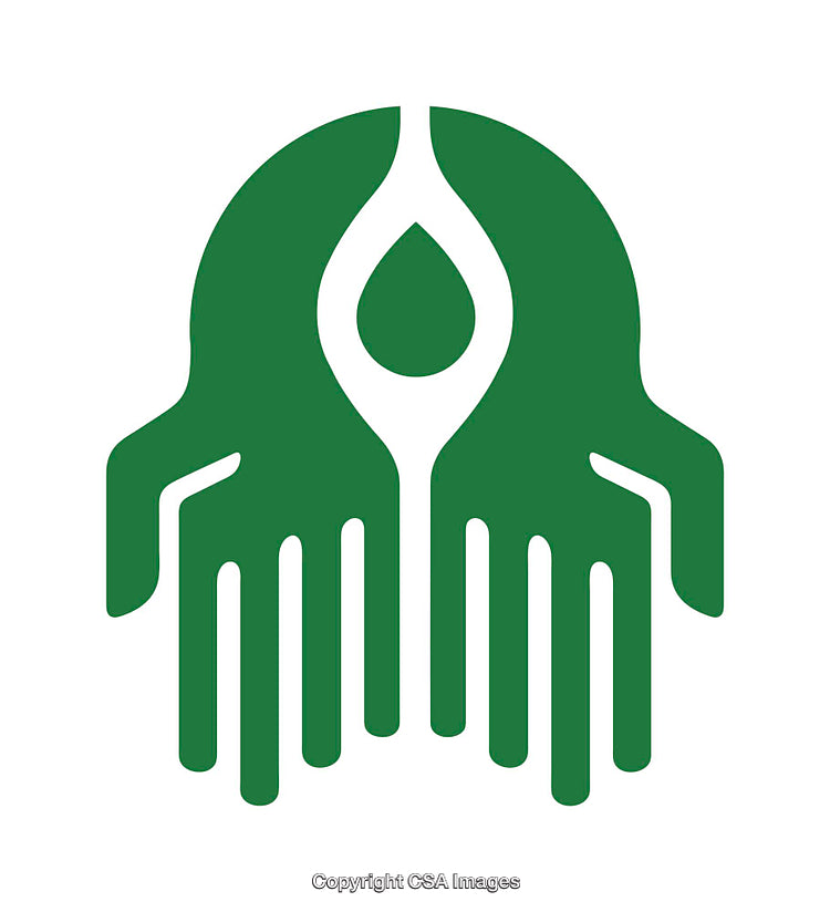Green Hands and Leaf Symbolizing Unity and Sustainability