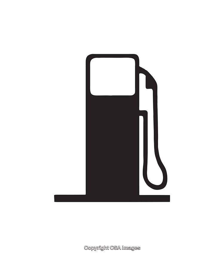 Simple Black and White Gas Pump Icon on a White Background