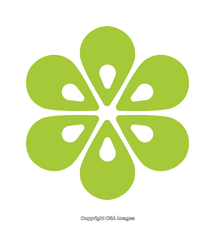 Green Flower Shaped Minimalistic Icon with Teardrop Elements