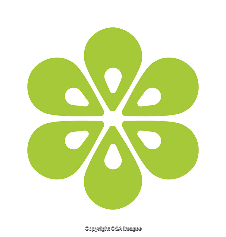 Green Flower Shaped Minimalistic Icon with Teardrop Elements