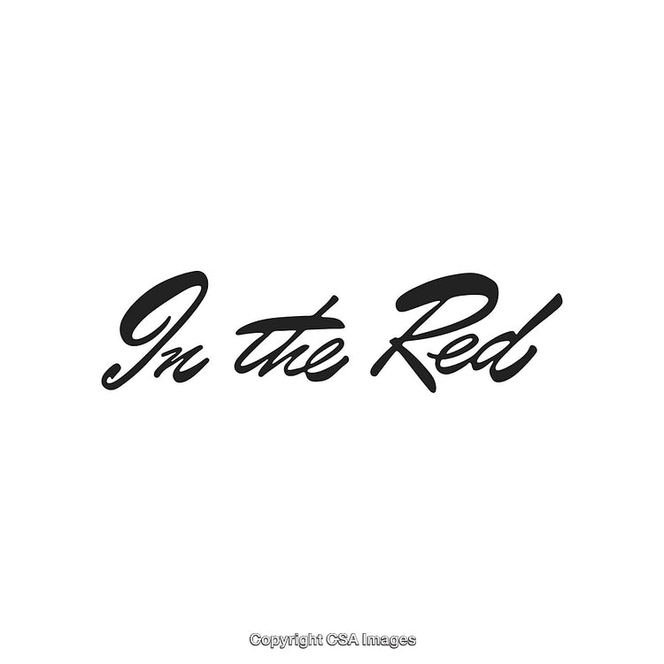 Stylish Typography Art Featuring the Phrase 'In The Red' on White Background