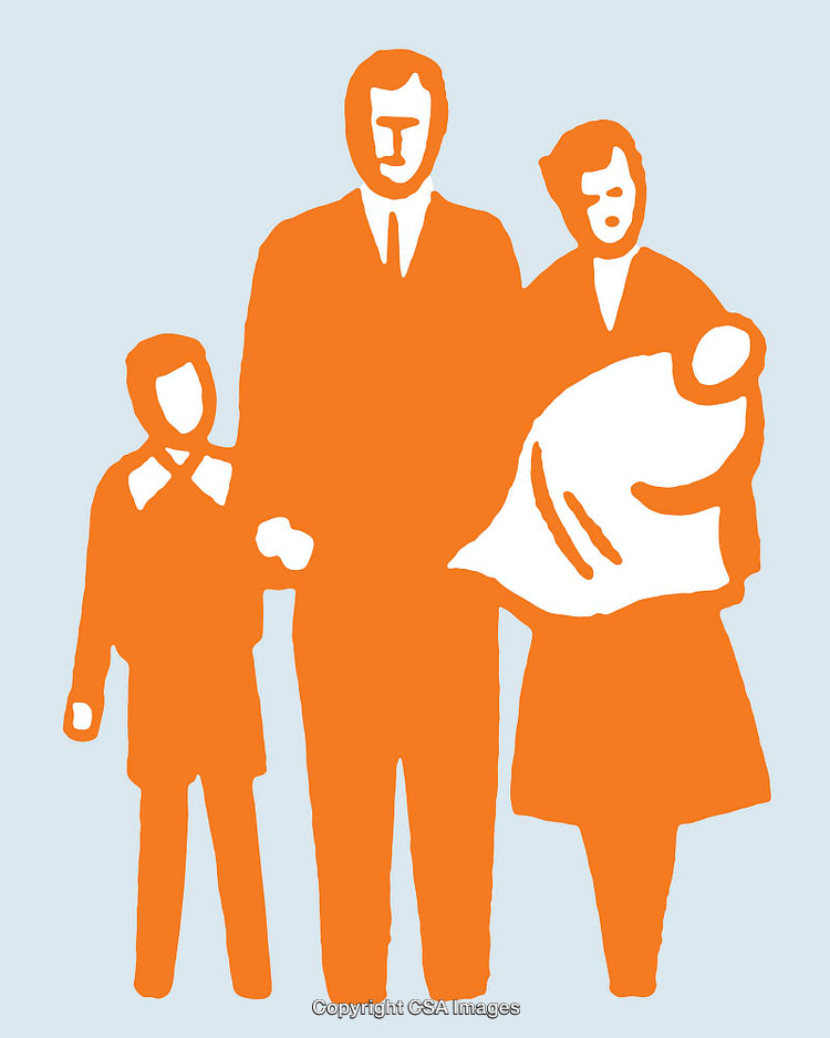 Orange Line Art Family Illustration Reflecting Unity and Togetherness
