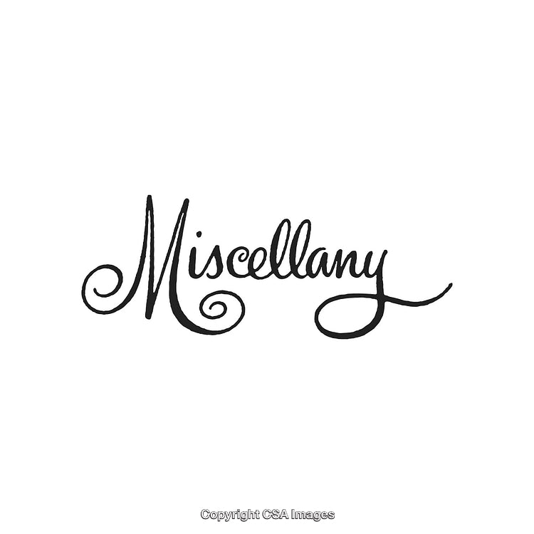 Elegant Handwritten Miscellany Typography in Classic Black Script on White Background