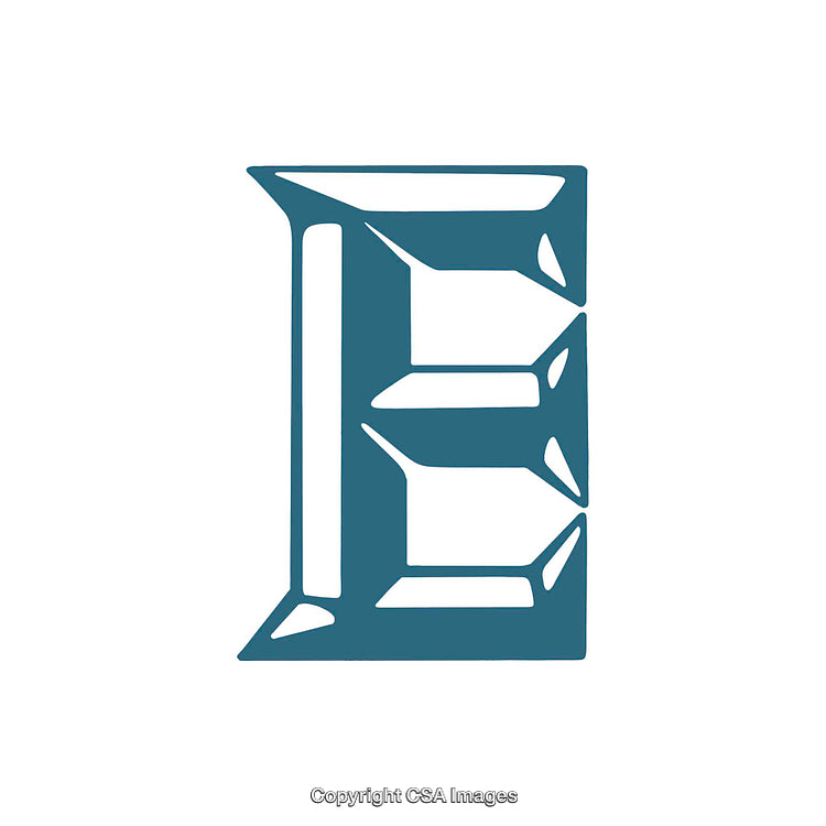 Stylized Illustration of the Letter E in Artistic Geometric Design