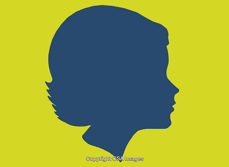 Silhouette of a Woman's Profile Portrait on a Bright Background