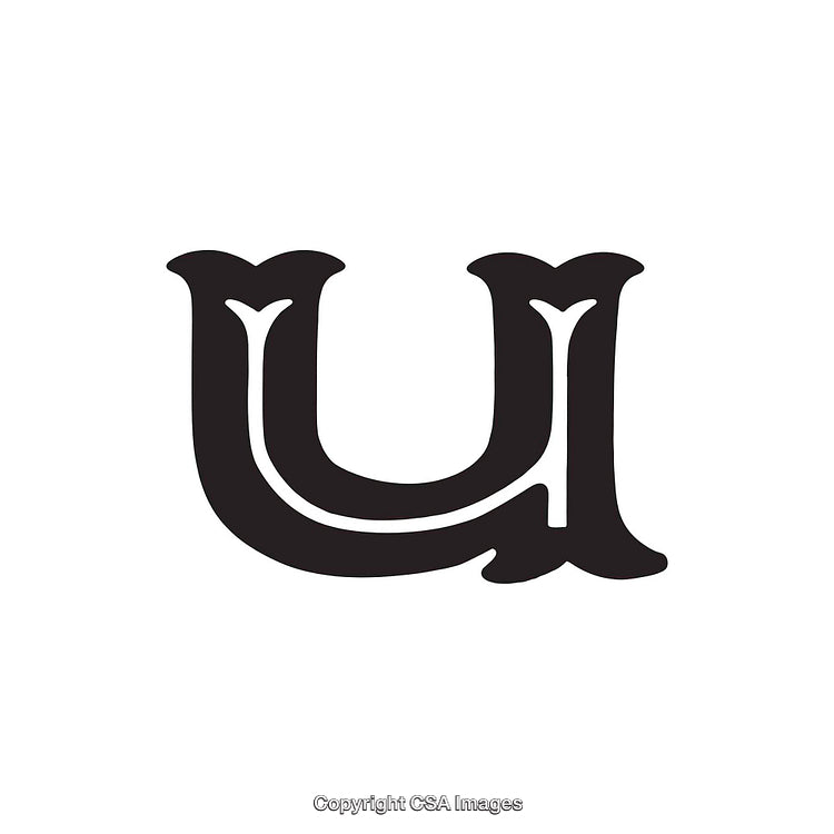 Elegant Black Serif Letter U on a White Background