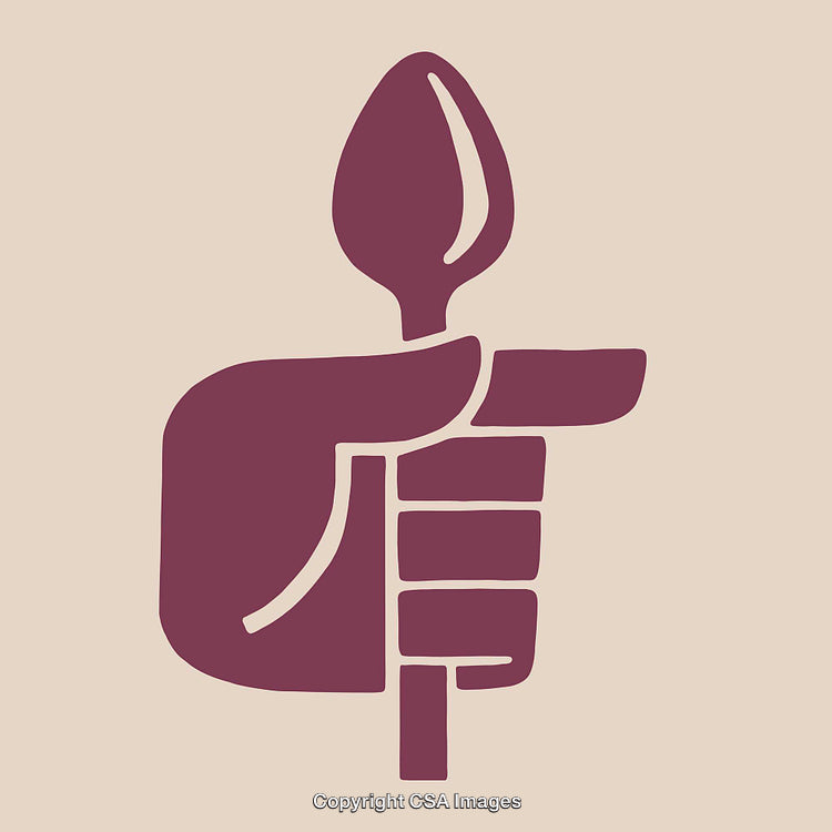 Minimalist Line Art Depicting a Hand Holding a Simple Spoon
