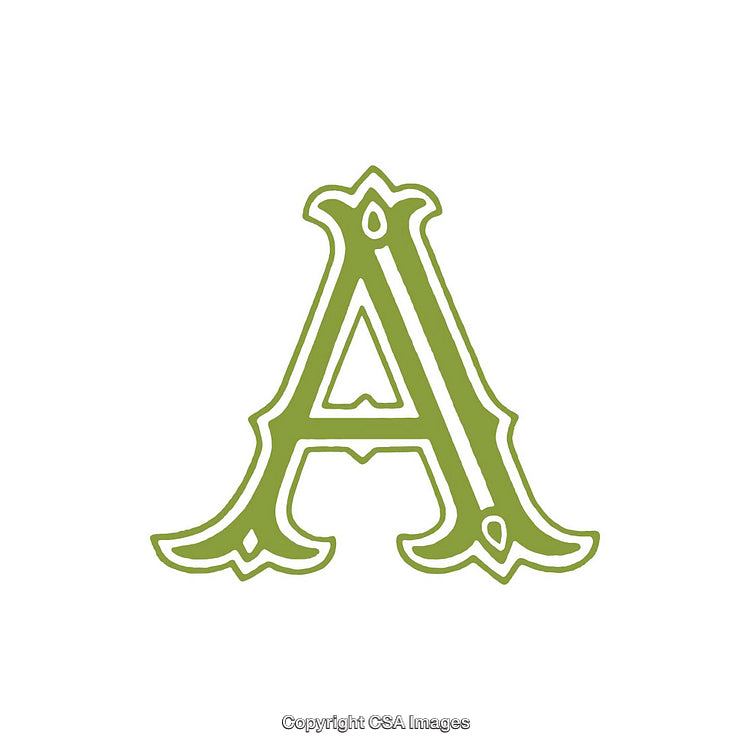 Ornate Green Letter A with Intricate Design and Stylish Flourishes