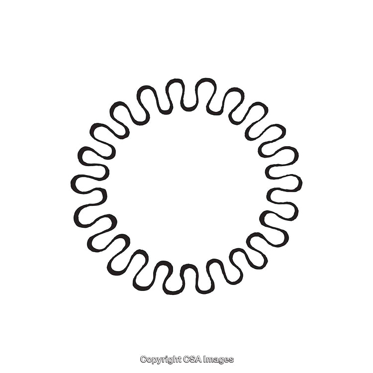 Circular Black and White Zigzag Shape Design on White Background
