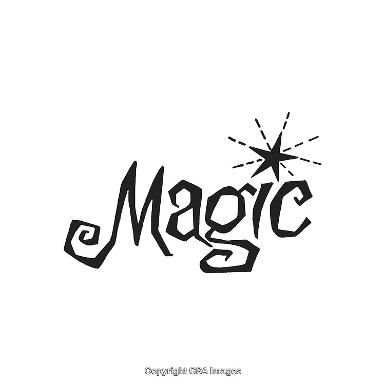 Hand-Drawn Magic Lettering with Starburst Design and Whimsical Font