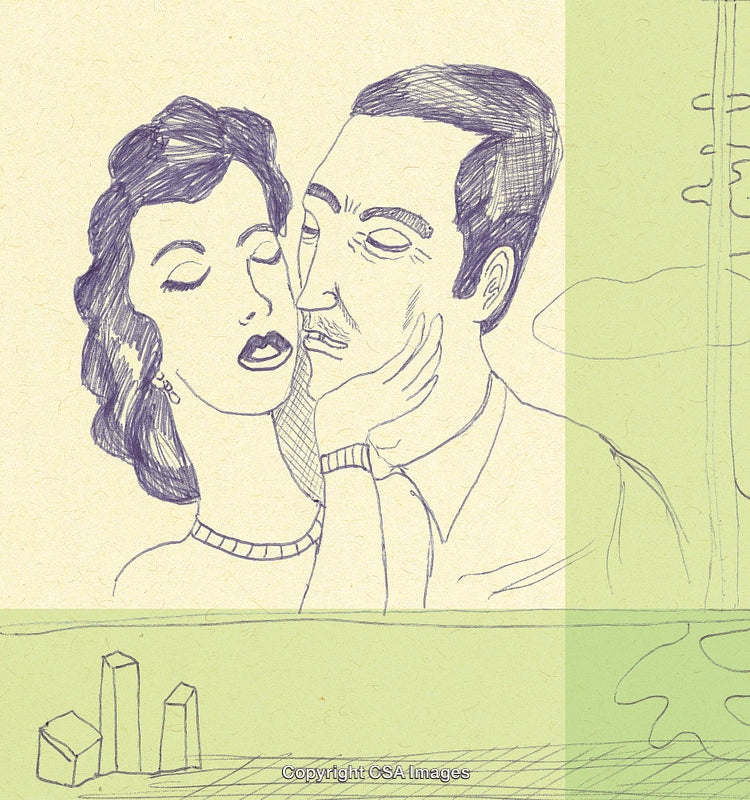 Artistic Drawing of a Romantic Couple Having an Intimate Moment