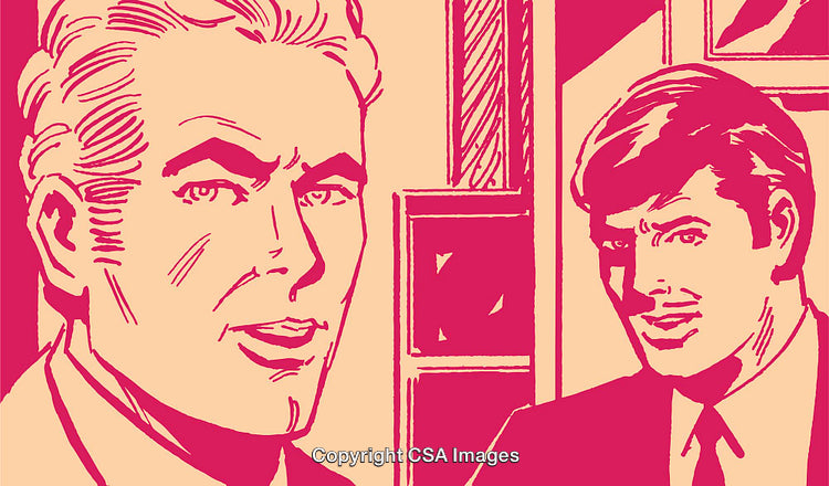 Retro Style Illustration of Two Businessmen in Vintage Pop Art Design