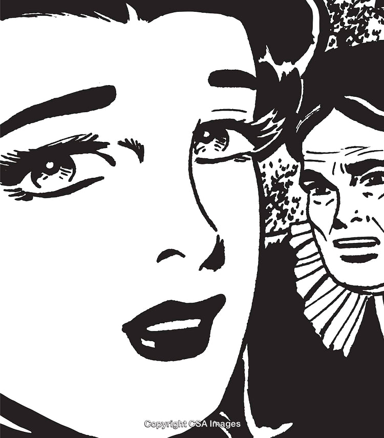 Black and White Comic Illustration Depicting Emotional Scenes Between Two Figures