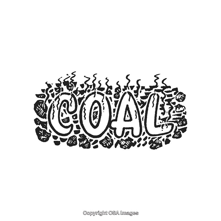 Hand-Drawn Stylized Typography of Coal With Decorative Elements and Swirls