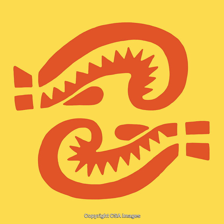 Abstract Red and Yellow Symmetrical Line Art Design