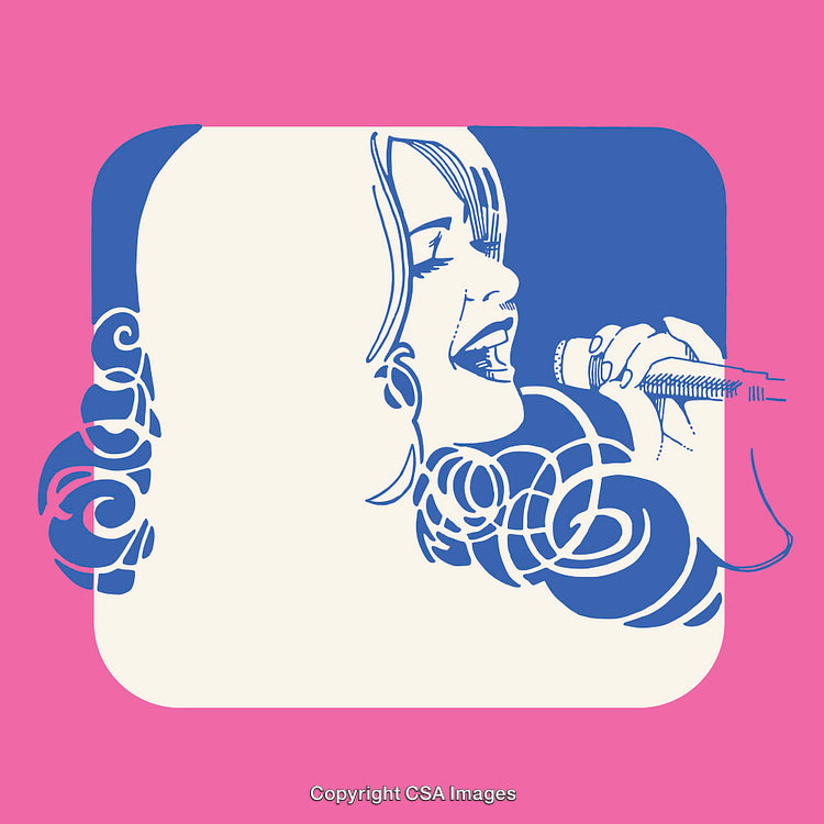 Colorful Illustration of a Singer with Flowers Holding a Microphone