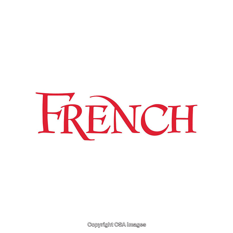 Bold Red Typography Artwork Featuring the Word French on White Background