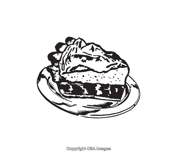 Black and White Slice of Dessert Pie Line Art Illustration