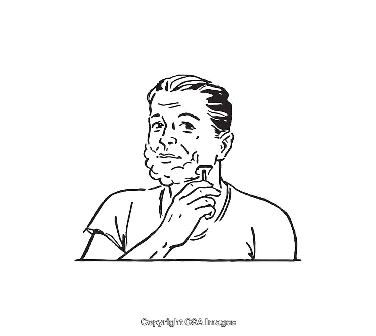 Illustration of a Man Shaving with a Traditional Razor