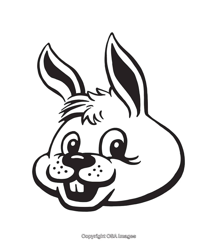 Cheerful Bunny Line Art Illustration with Smiling Expression in Black and White