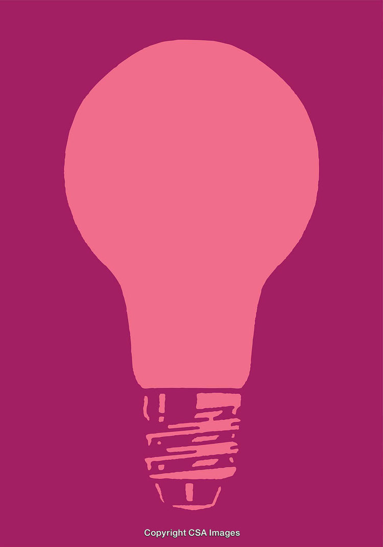 Bold Minimalist Line Art of a Light Bulb in Vibrant Colors