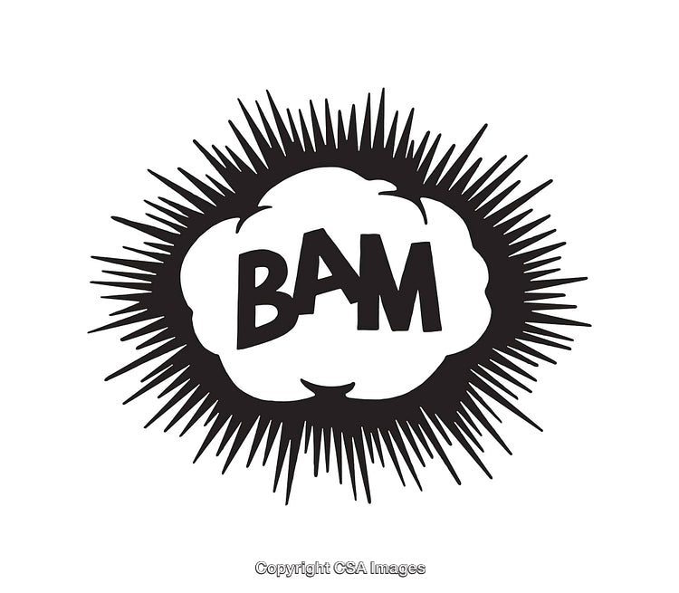 Black and White Comic Style BAM Sound Effect Illustration